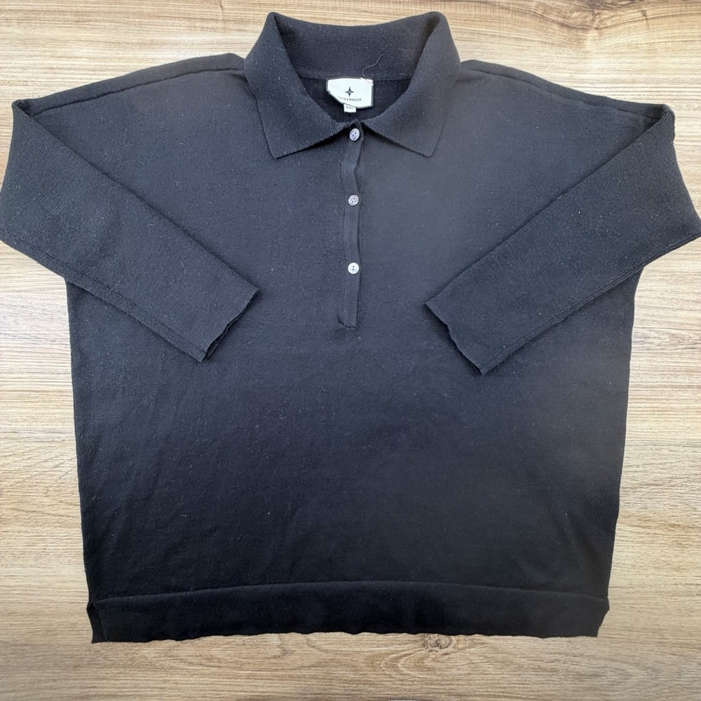 Tuckernuck shirt womens Extra Small/Small Black Polo Sweatshirt Swing